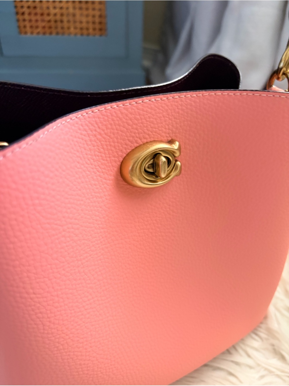 Coach Willow Bucket Bag Candy Pink Multi Brass Hardware Like New - Picture 8 of 17